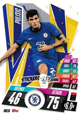 Sticker Christian Pulisic - UEFA Champions League 2020-2021. Match Attax n. CHE16 - Panini