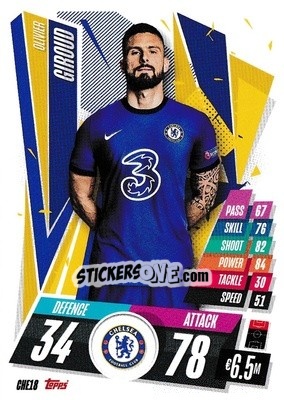 Sticker Olivier Giroud - UEFA Champions League 2020-2021. Match Attax n. CHE18 - Panini