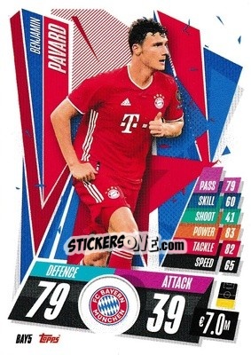 Sticker Benjamin Pavard - UEFA Champions League 2020-2021. Match Attax n. BAY5 - Panini