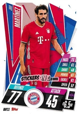 Sticker Javi Martínez - UEFA Champions League 2020-2021. Match Attax n. BAY11 - Panini