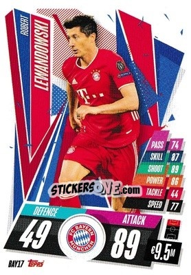 Sticker Robert Lewandowski - UEFA Champions League 2020-2021. Match Attax n. BAY17 - Panini