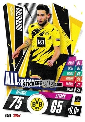 Sticker Raphaël Guerreiro - UEFA Champions League 2020-2021. Match Attax n. DOR3 - Panini