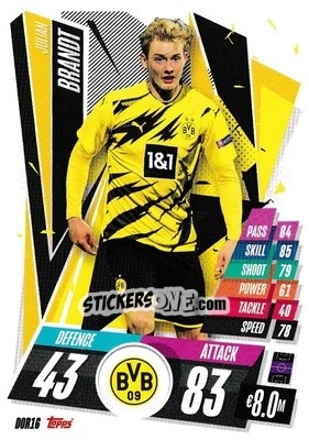 Sticker Julian Brandt - UEFA Champions League 2020-2021. Match Attax n. DOR16 - Panini