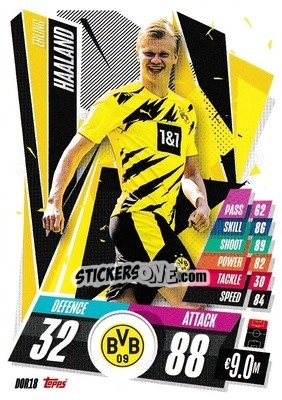 Sticker Erling Haaland - UEFA Champions League 2020-2021. Match Attax n. DOR18 - Panini