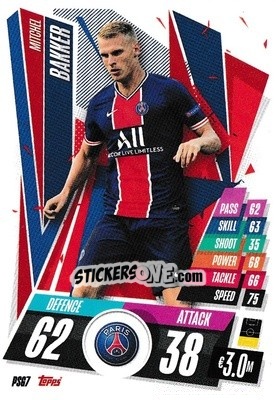 Sticker Mitchel Bakker - UEFA Champions League 2020-2021. Match Attax n. PSG7 - Panini