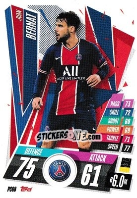 Sticker Juan Bernat - UEFA Champions League 2020-2021. Match Attax n. PSG8 - Panini