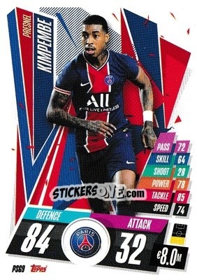 Sticker Presnel Kimpembe - UEFA Champions League 2020-2021. Match Attax n. PSG9 - Panini