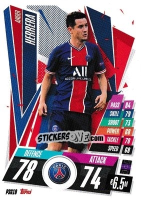 Sticker Ander Herrera - UEFA Champions League 2020-2021. Match Attax n. PSG10 - Panini