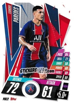 Sticker Leandro Paredes - UEFA Champions League 2020-2021. Match Attax n. PSG12 - Panini