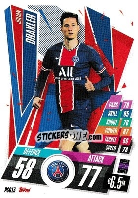 Sticker Julian Draxler - UEFA Champions League 2020-2021. Match Attax n. PSG13 - Panini