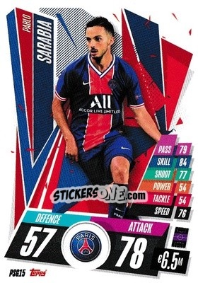 Sticker Pablo Sarabia - UEFA Champions League 2020-2021. Match Attax n. PSG15 - Panini