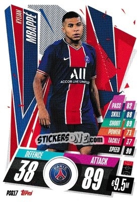 Sticker Kylian Mbappé - UEFA Champions League 2020-2021. Match Attax - Panini
