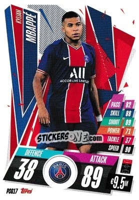 Sticker Kylian Mbappé - UEFA Champions League 2020-2021. Match Attax n. PSG17 - Panini