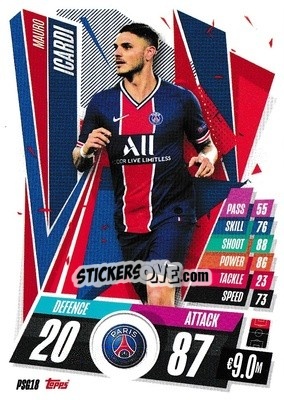 Sticker Mauro Icardi - UEFA Champions League 2020-2021. Match Attax n. PSG18 - Panini