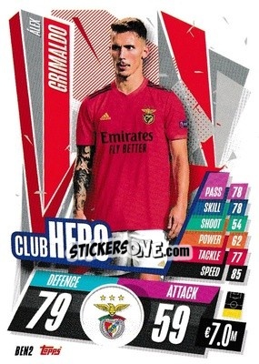 Sticker Álex Grimaldo - UEFA Champions League 2020-2021. Match Attax n. BEN2 - Panini
