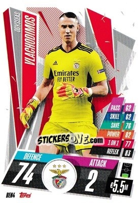 Sticker Odisseas Vlachodimos - UEFA Champions League 2020-2021. Match Attax n. BEN4 - Panini