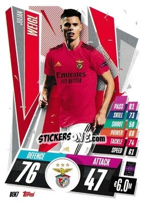 Sticker Julian Weigl - UEFA Champions League 2020-2021. Match Attax n. BEN7 - Panini