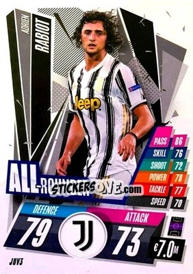 Sticker Adrien Rabiot - UEFA Champions League 2020-2021. Match Attax n. JUV3 - Panini