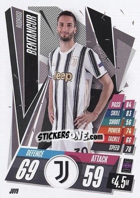 Sticker Rodrigo Bentancur - UEFA Champions League 2020-2021. Match Attax n. JUV9 - Panini