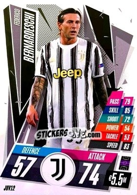 Sticker Federico Bernardeschi - UEFA Champions League 2020-2021. Match Attax n. JUV12 - Panini