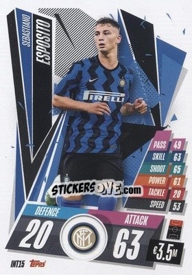 Sticker Sebastiano Esposito - UEFA Champions League 2020-2021. Match Attax n. INT15 - Panini