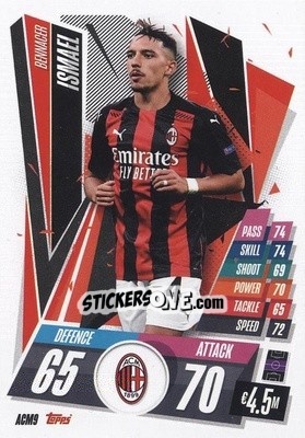 Sticker Ismael Bennacer - UEFA Champions League 2020-2021. Match Attax n. ACM9 - Panini