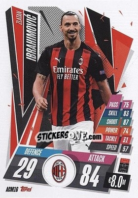 Sticker Zlatan Ibrahimovic - UEFA Champions League 2020-2021. Match Attax n. ACM16 - Panini