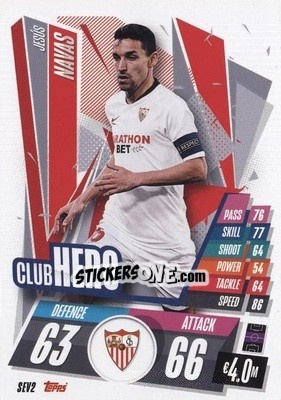 Sticker Jesús Navas - UEFA Champions League 2020-2021. Match Attax n. SEV2 - Panini