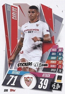 Sticker Diego Carlos - UEFA Champions League 2020-2021. Match Attax n. SEV6 - Panini
