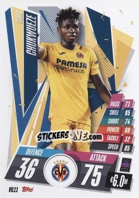 Sticker Samu Chukwueze - UEFA Champions League 2020-2021. Match Attax n. VIL11 - Panini