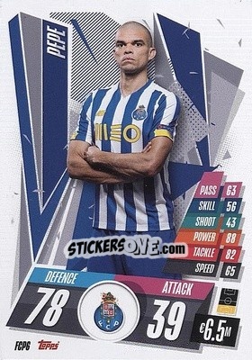 Sticker Pepe - UEFA Champions League 2020-2021. Match Attax n. FCP6 - Panini