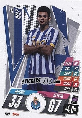 Sticker Luis Díaz - UEFA Champions League 2020-2021. Match Attax n. FCP9 - Panini