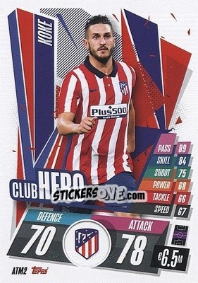 Sticker Koke - UEFA Champions League 2020-2021. Match Attax n. ATM2 - Panini