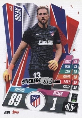Sticker Jan Oblak - UEFA Champions League 2020-2021. Match Attax n. ATM4 - Panini