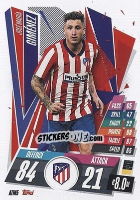 Sticker Jose Maria Gimenez - UEFA Champions League 2020-2021. Match Attax n. ATM5 - Panini