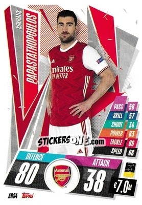 Sticker Sokratis Papastathopoulos - UEFA Champions League 2020-2021. Match Attax n. ARS4 - Panini