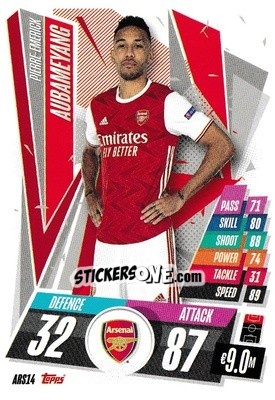 Sticker Pierre-Emerick Aubameyang - UEFA Champions League 2020-2021. Match Attax n. ARS14 - Panini