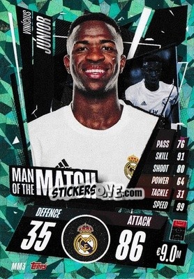 Sticker Vinícius Júnior - UEFA Champions League 2020-2021. Match Attax n. MM3 - Panini