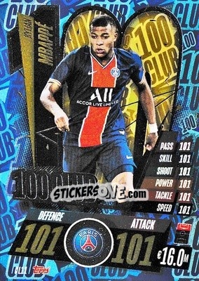 Sticker Kylian Mbappé - UEFA Champions League 2020-2021. Match Attax n. CL11 - Panini