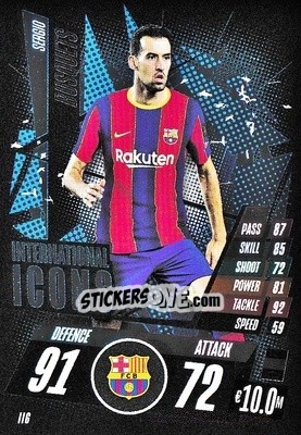 Sticker Sergio Busquets - UEFA Champions League 2020-2021. Match Attax n. II6 - Panini