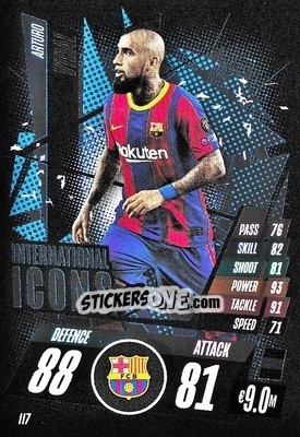 Sticker Arturo Vidal - UEFA Champions League 2020-2021. Match Attax n. II7 - Panini