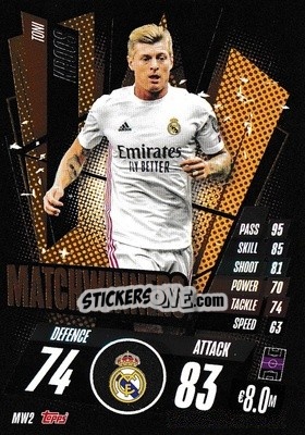 Sticker Toni Kroos - UEFA Champions League 2020-2021. Match Attax n. MW2 - Panini