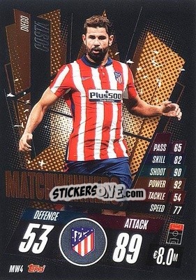 Sticker Diego Costa - UEFA Champions League 2020-2021. Match Attax n. MW4-br - Panini