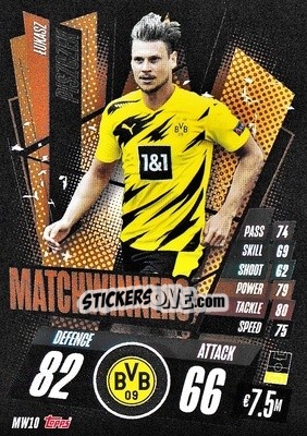 Sticker Lukasz Piszczek - UEFA Champions League 2020-2021. Match Attax n. MW10 - Panini