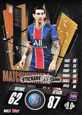 Sticker Ángel Di María - UEFA Champions League 2020-2021. Match Attax n. MW13 - Panini