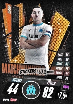 Sticker Florian Thauvin - UEFA Champions League 2020-2021. Match Attax n. MW14 - Panini