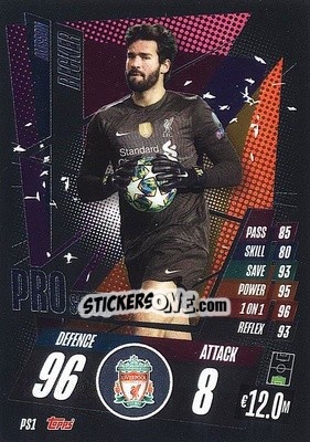 Sticker Alisson Becker - UEFA Champions League 2020-2021. Match Attax n. PS1 - Panini