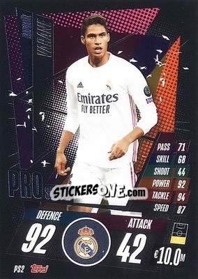 Sticker Raphaël Varane - UEFA Champions League 2020-2021. Match Attax n. PS2 - Panini