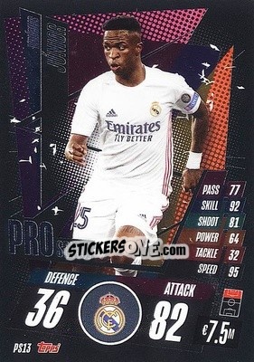 Sticker Vinícius Júnior - UEFA Champions League 2020-2021. Match Attax n. PS13 - Panini
