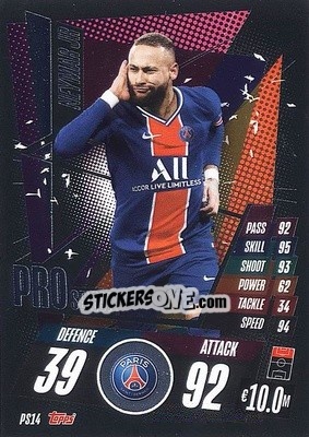 Sticker Neymar Jr - UEFA Champions League 2020-2021. Match Attax n. PS14 - Panini